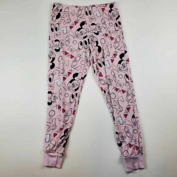 Disney Sleepwear Minnie Mouse Pajama PJ Lounge 2 Piece Set Jogger Raglan Tee Med - Picture 5 of 8